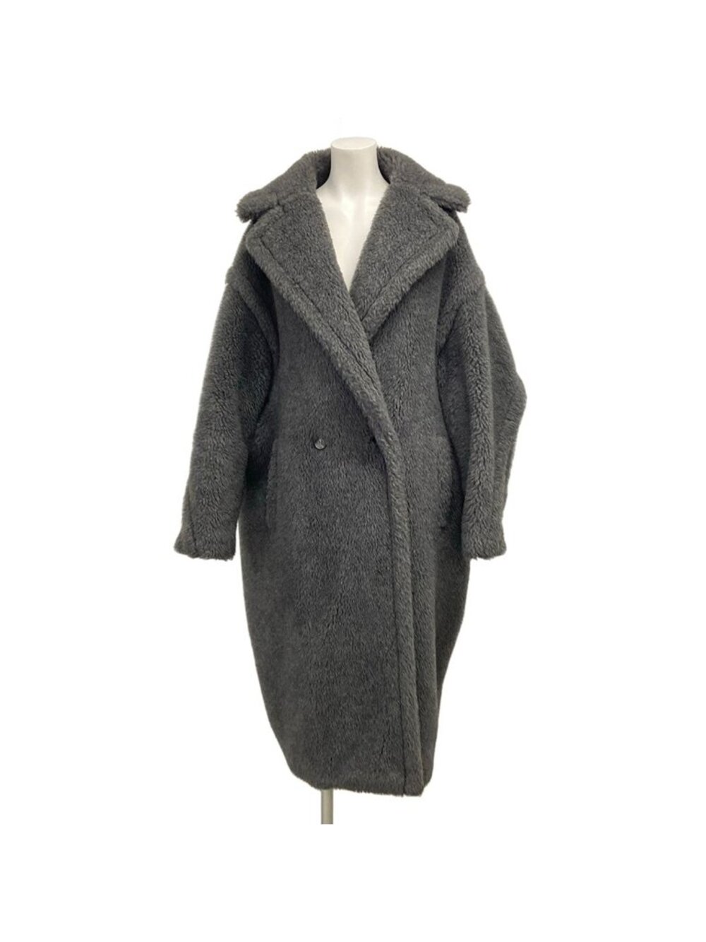 Max Mara Coat Teddy Bear Icon Dark Gray Long Sleeve Winter Wool Alpaca S